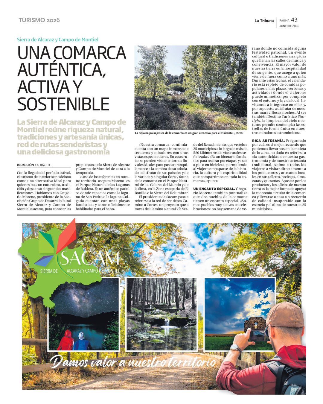 La Sierra de Alcaraz y Campo de Montiel destaca en ‘La Tribuna’ como destino referente para el verano